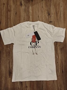 C.P. Company White Logo Graphic Tee